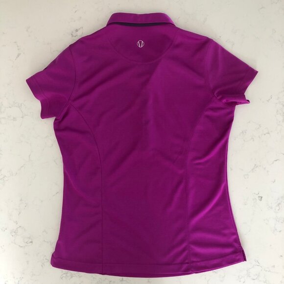 Sunice Athletic SS 5 Button Fitted Polyester Polo Golf Shirt Purple Sz S - Picture 5 of 11